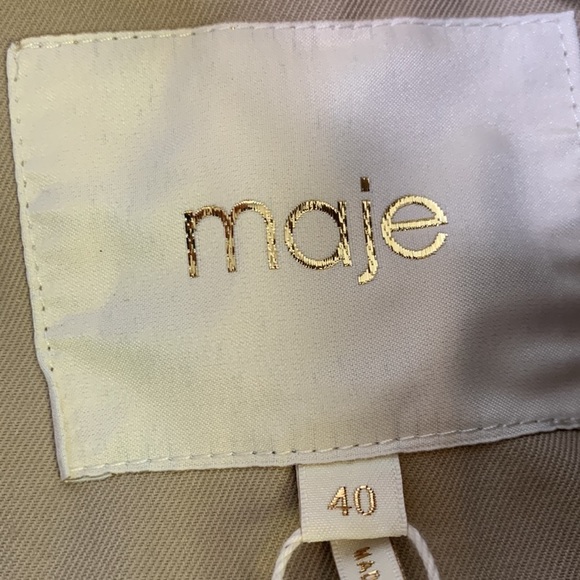 MAJE HOODED TRENCH COAT WITH BELT - camel 40 | US 8 NWT - Picture 12 of 16